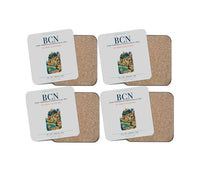 Thumbnail for Josep Tarradellas Barcelona-El Prat Airport (BCN) design on light gray 4 pieces set coaster