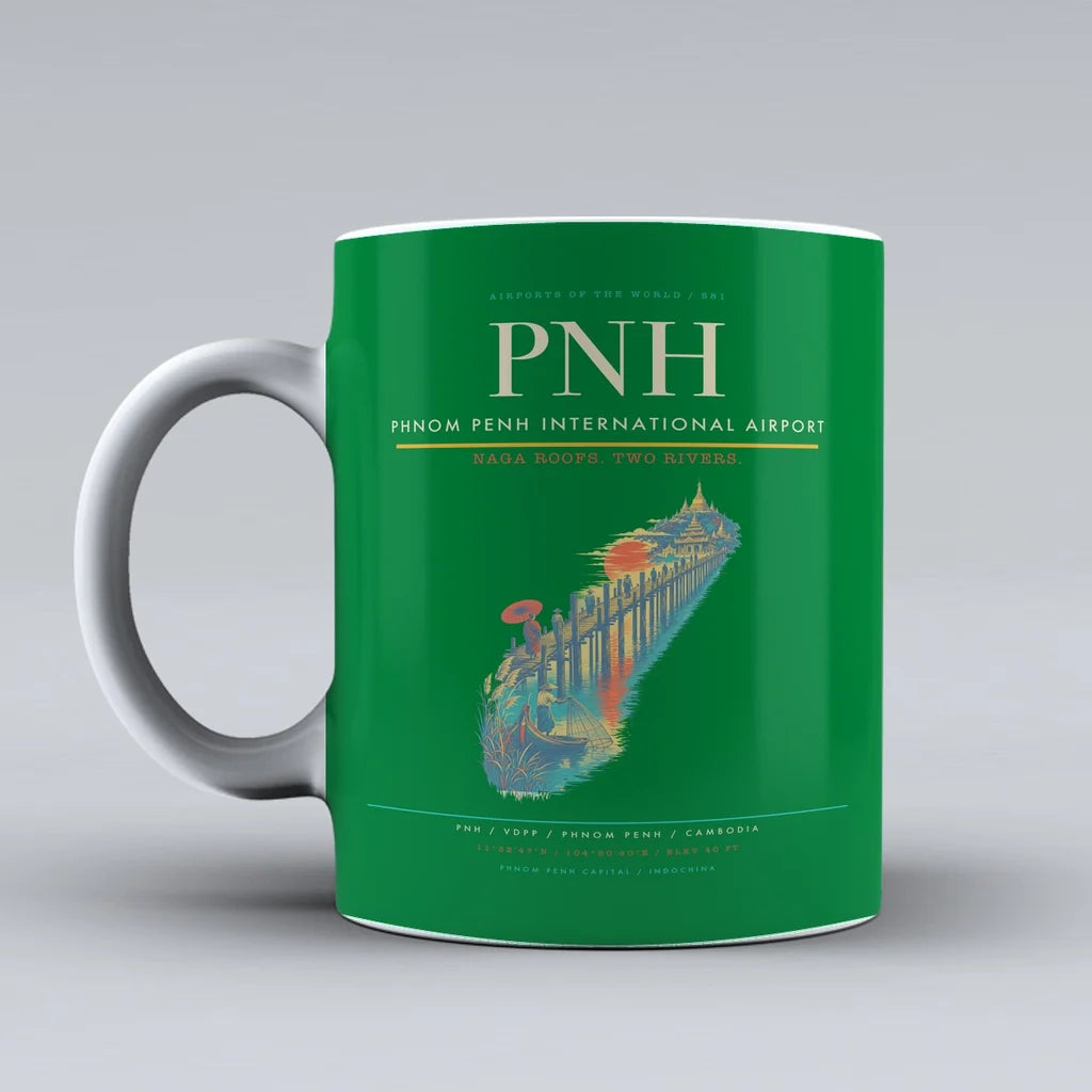 Penh International Airport PNH Mug design on green phnom