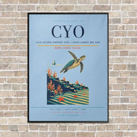 Thumbnail for Vilo Acuña Airport CYO — Cayo Largo del Sur vertical canvas print - framed - light blue background