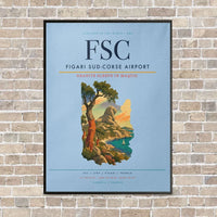 Thumbnail for Figari Sud-Corse Airport FSC vertical canvas print - framed - light blue background