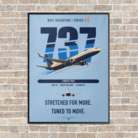 Thumbnail for Boeing 737 MAX 10 vertical canvas print - framed - light blue background