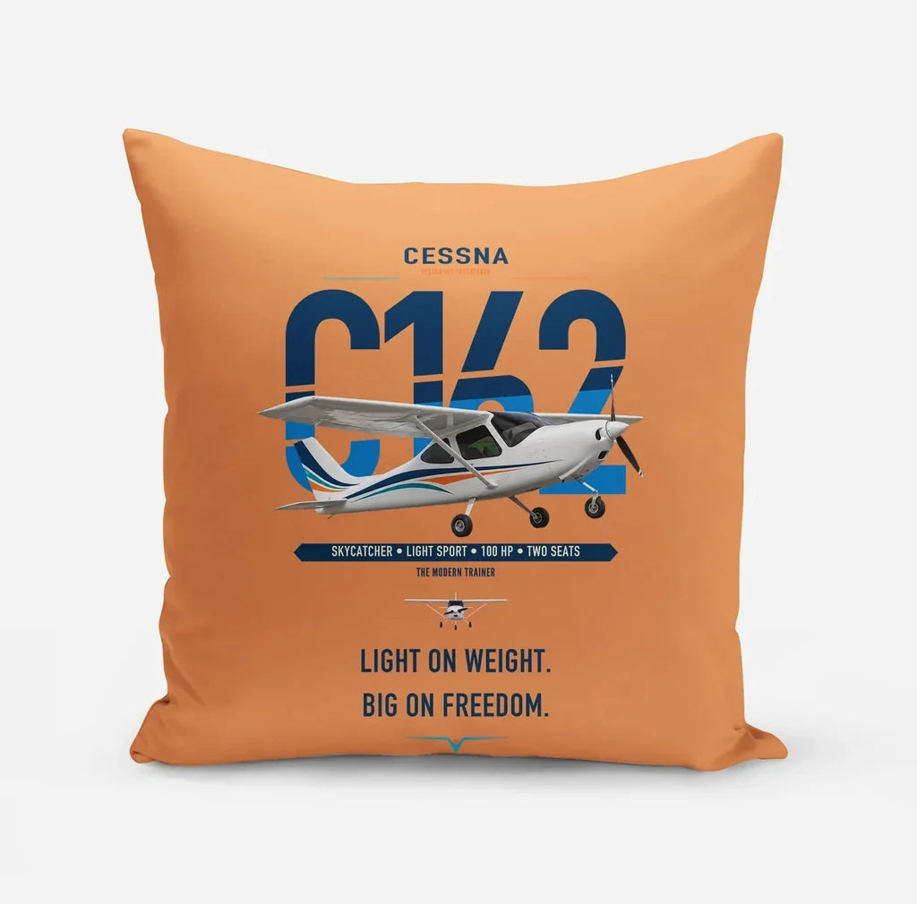 Cessna 162 Skycatcher design on orange pillow