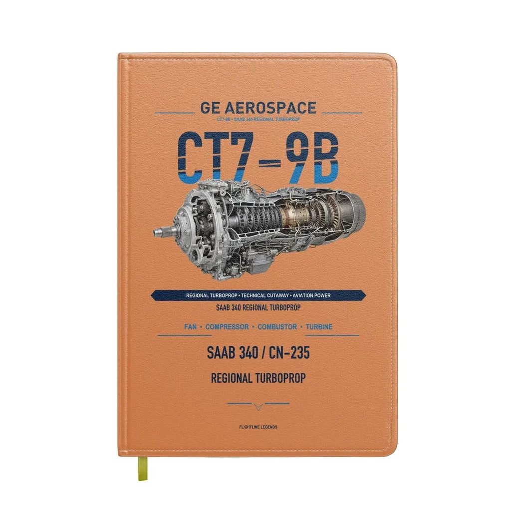 CT7-9B design on orange notebook