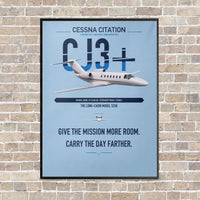 Thumbnail for Cessna Citation CJ3+ vertical canvas print - framed - light blue background