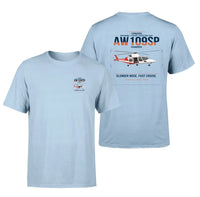 Thumbnail for Leonardo AW109SP GrandNew design on light blue t-shirt, double-side print