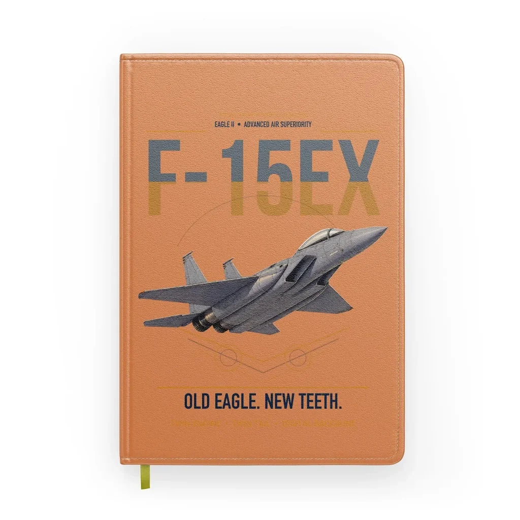 F-15EX Eagle II design on orange notebook