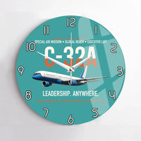 Thumbnail for C-32A Air Force Two Global Reach design on turquoise no frame wall clock