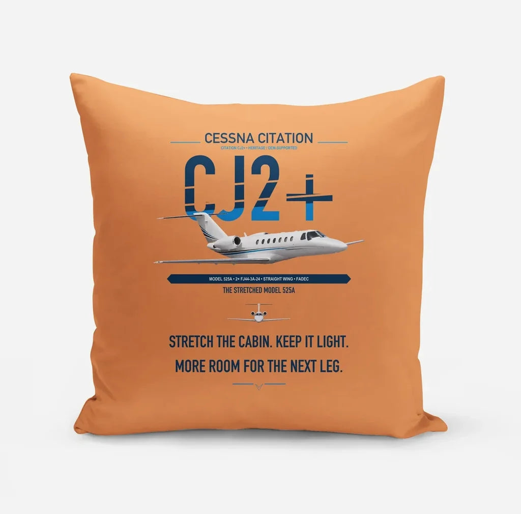 Cessna Citation CJ2+ design on orange pillow
