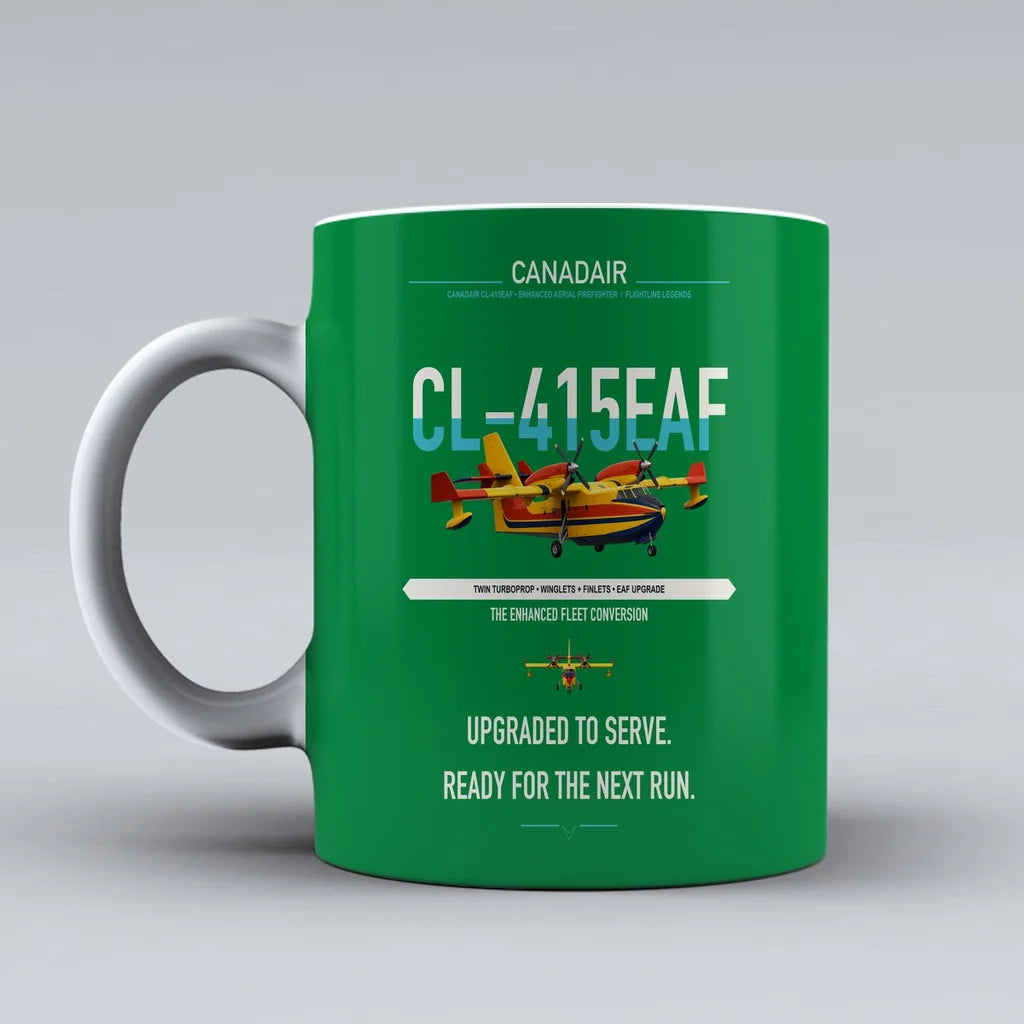 Canadair CL-415EAF design on green ceramic mug, double-side print