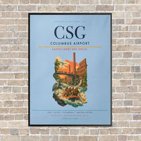 Thumbnail for Columbus Airport CSG vertical canvas print - framed - light blue background