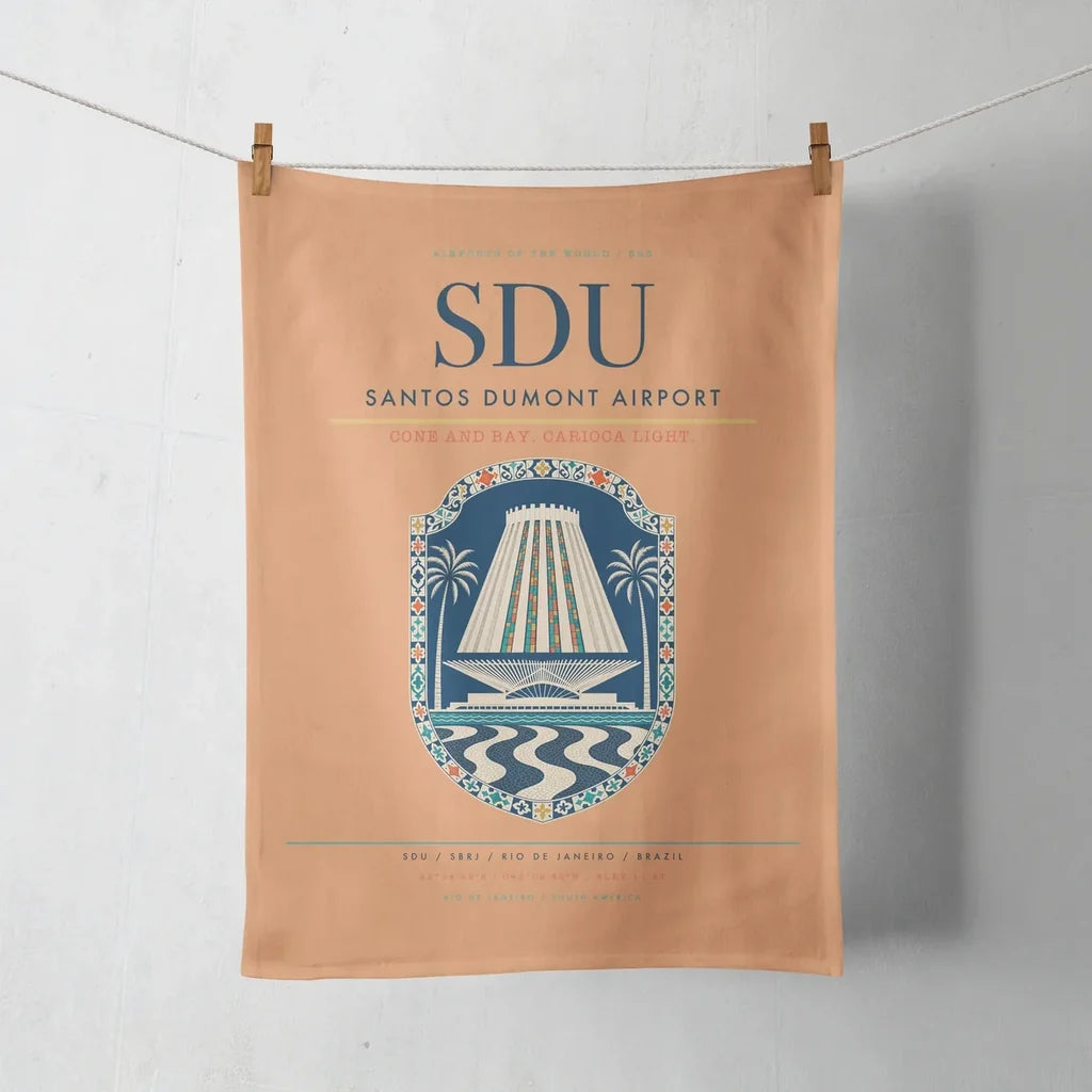 Santos Dumont Airport (SDU) design on orange towel