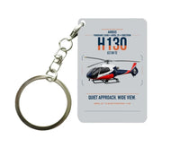 Thumbnail for Airbus H130 design on light gray designed key chain, double-side print