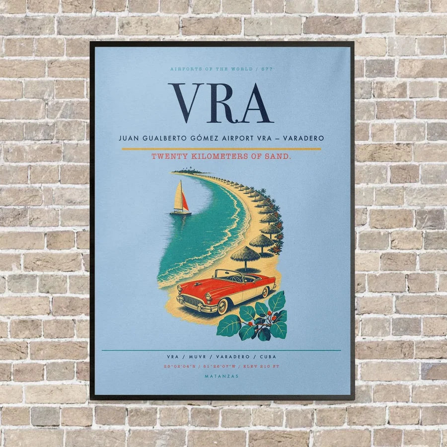 Juan Gualberto Gómez Airport VRA — Varadero vertical canvas print - framed - light blue background