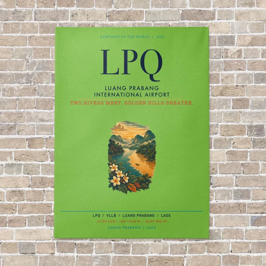Luang Prabang International Airport LPQ vertical canvas print - no frame - light green background