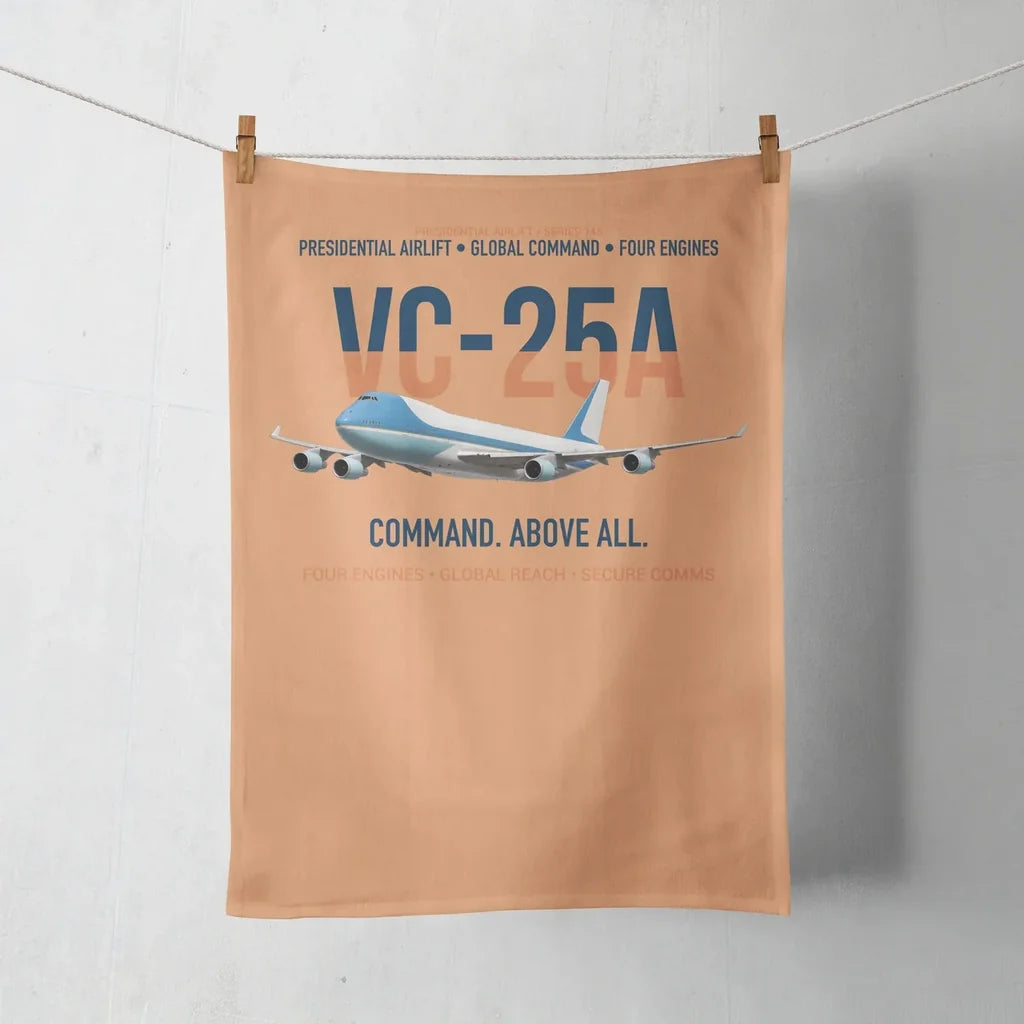 VC-25A Air Force One Presidential Airlift design on orange towel
