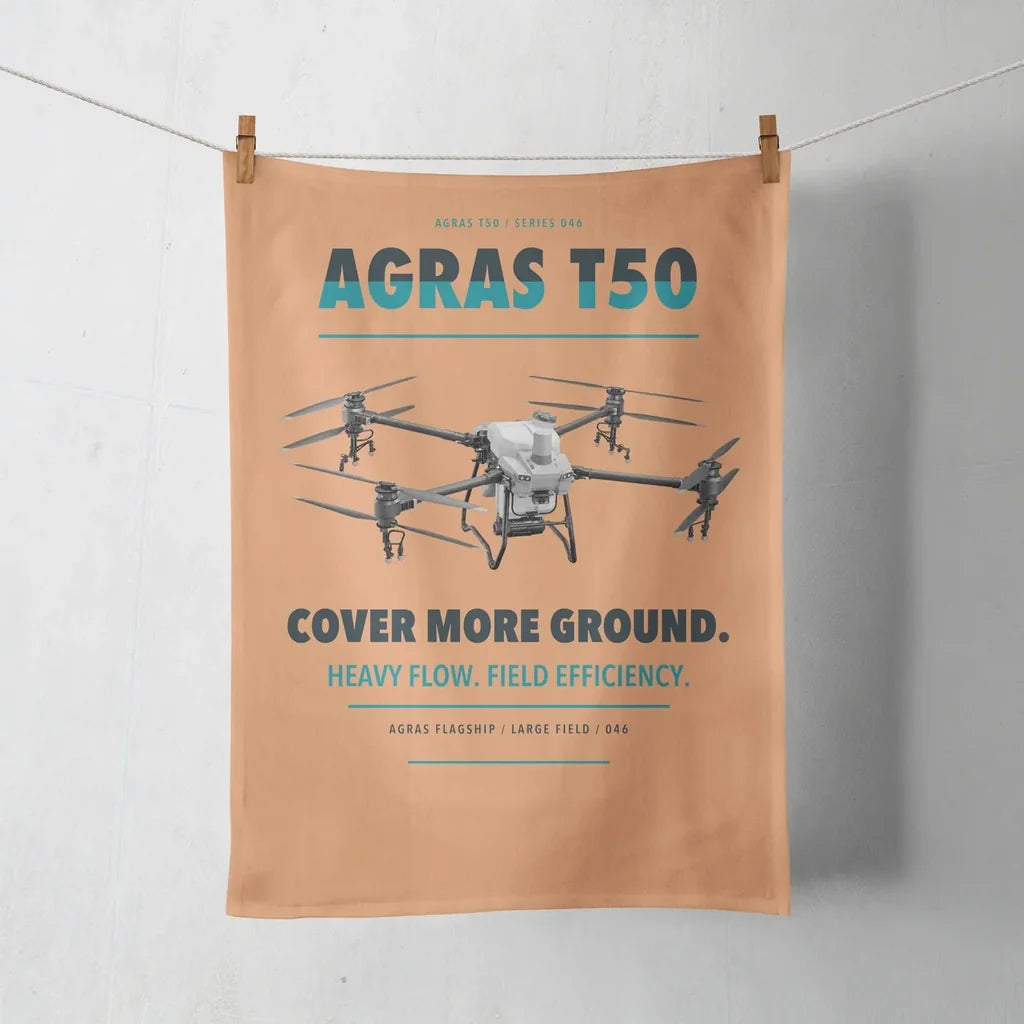 DJI Agras T50 design on orange towel