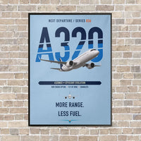 Thumbnail for Airbus A320neo vertical canvas print - framed - light blue background