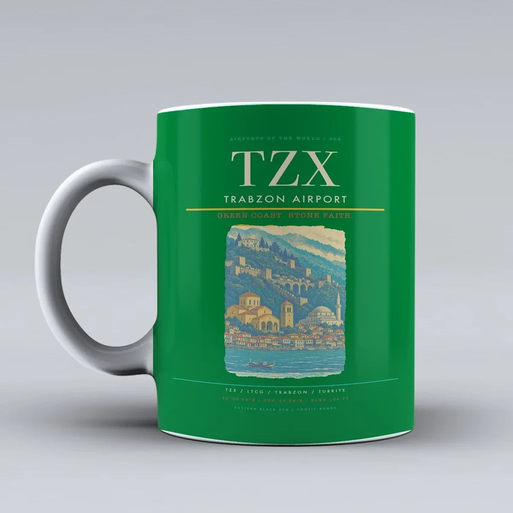 Airport TZX Mug design on green trabzon
