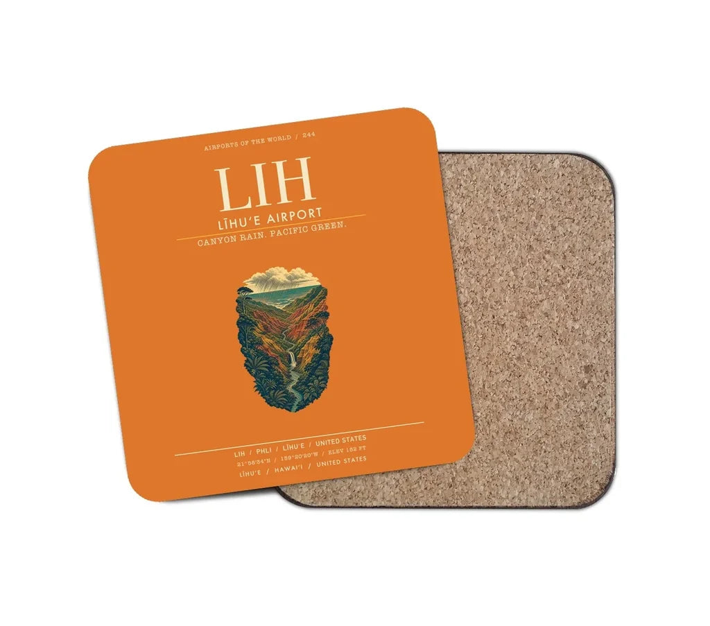 Līhuʻe Airport (LIH) design on orange 1 piece coaster