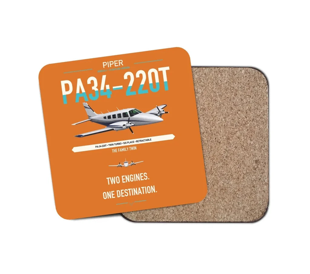 Piper PA-34-220T Seneca V design on orange 1 piece coaster