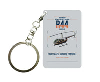 Thumbnail for Robinson R44 Raven II design on light gray designed key chain, double-side print