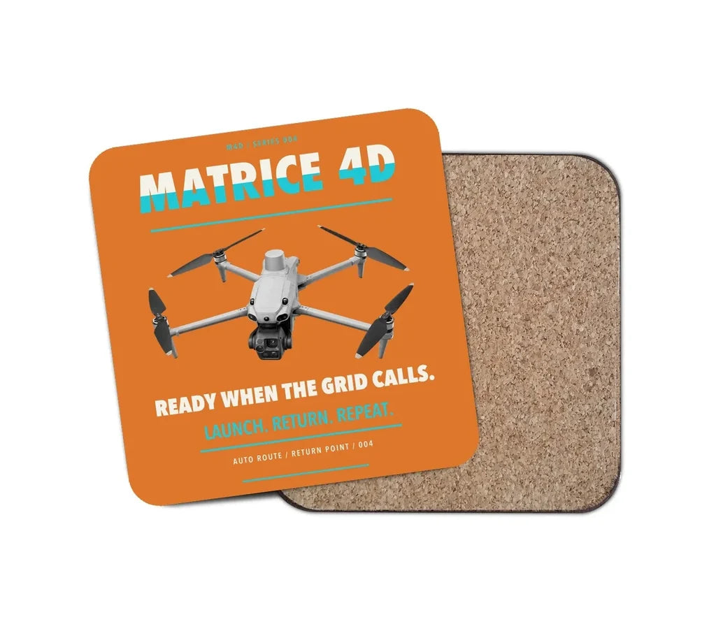 DJI Matrice 4D design on orange 1 piece coaster