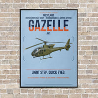 Thumbnail for Westland Gazelle AH1 vertical canvas print - framed - light blue background