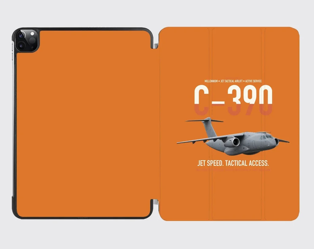 C-390 Millennium design on orange ipad tablet case