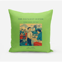 Thumbnail for VINTAGE G4298 - The Youngest License - Designed Pillows design on lightgreen