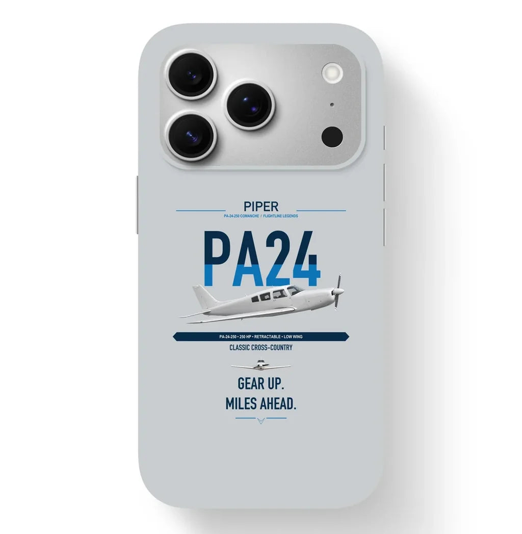 Piper PA-24-250 Comanche 250 design on light gray magsafe iphone case, for iPhone 17 Pro