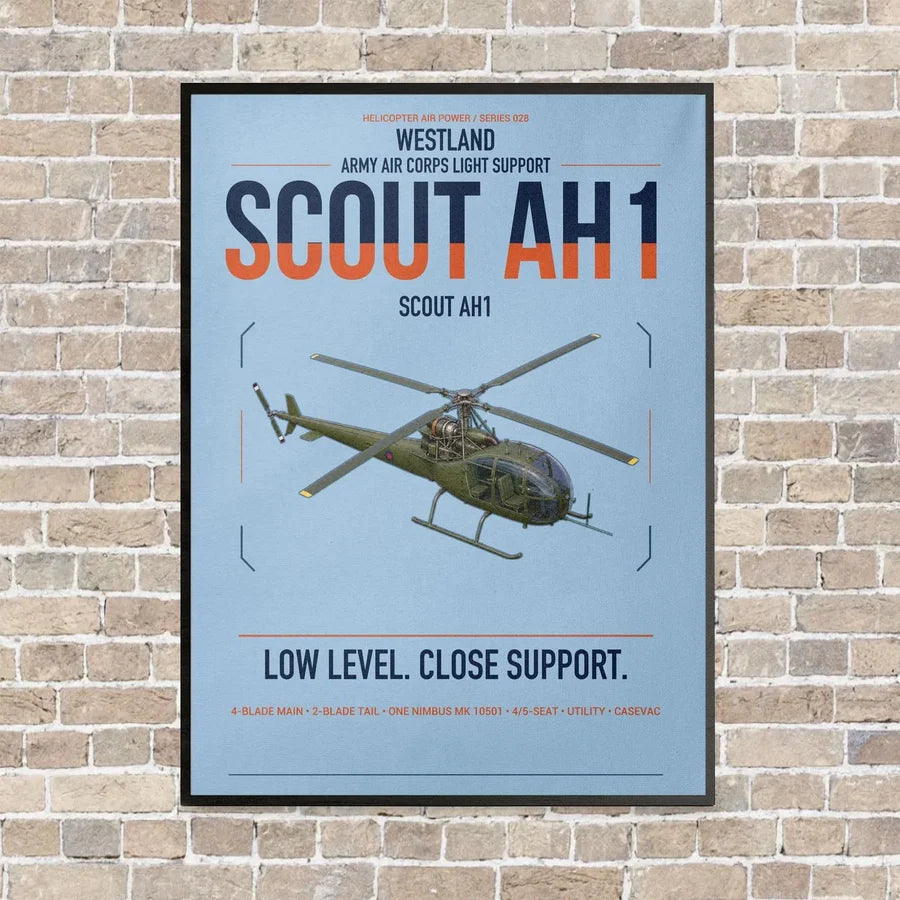 Westland Scout AH1 vertical canvas print - framed - light blue background