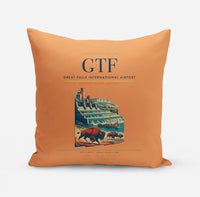 Thumbnail for Great Falls International Airport (GTF) design on orange pillow