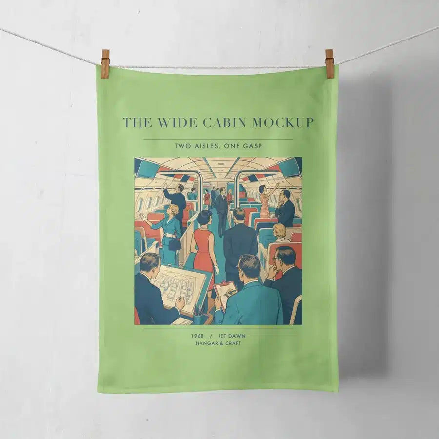 VINTAGE G4467 - The Wide Cabin Mockup - Designed Towels design on lightgreen