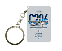 Thumbnail for Cessna 206 Stationair design on light gray designed key chain, double-side print