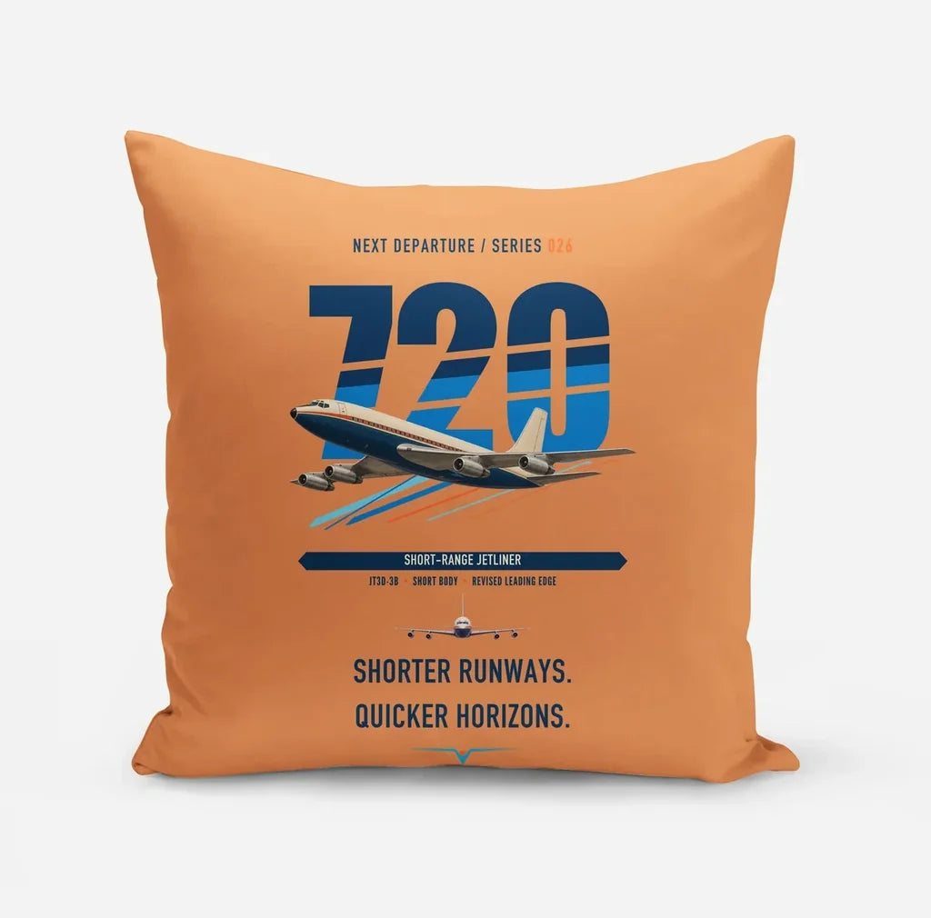 Boeing 720B design on orange pillow