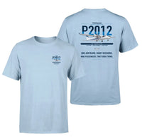 Thumbnail for Tecnam P2012 Traveller design on light blue t-shirt, double-side print