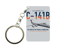 Thumbnail for C-141B Starlifter design on light gray designed key chain, double-side print