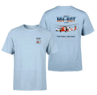 Thumbnail for Sikorsky MH-60T Jayhawk design on light blue t-shirt, double-side print