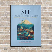 Thumbnail for Sitka Rocky Gutierrez Airport SIT vertical canvas print - framed - light blue background