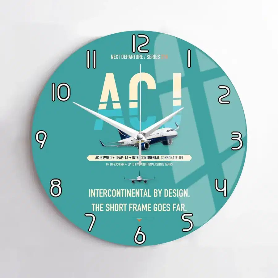Airbus ACJ319neo design on turquoise no frame wall clock