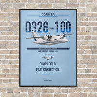 Thumbnail for Dornier D328-100 vertical canvas print - framed - light blue background