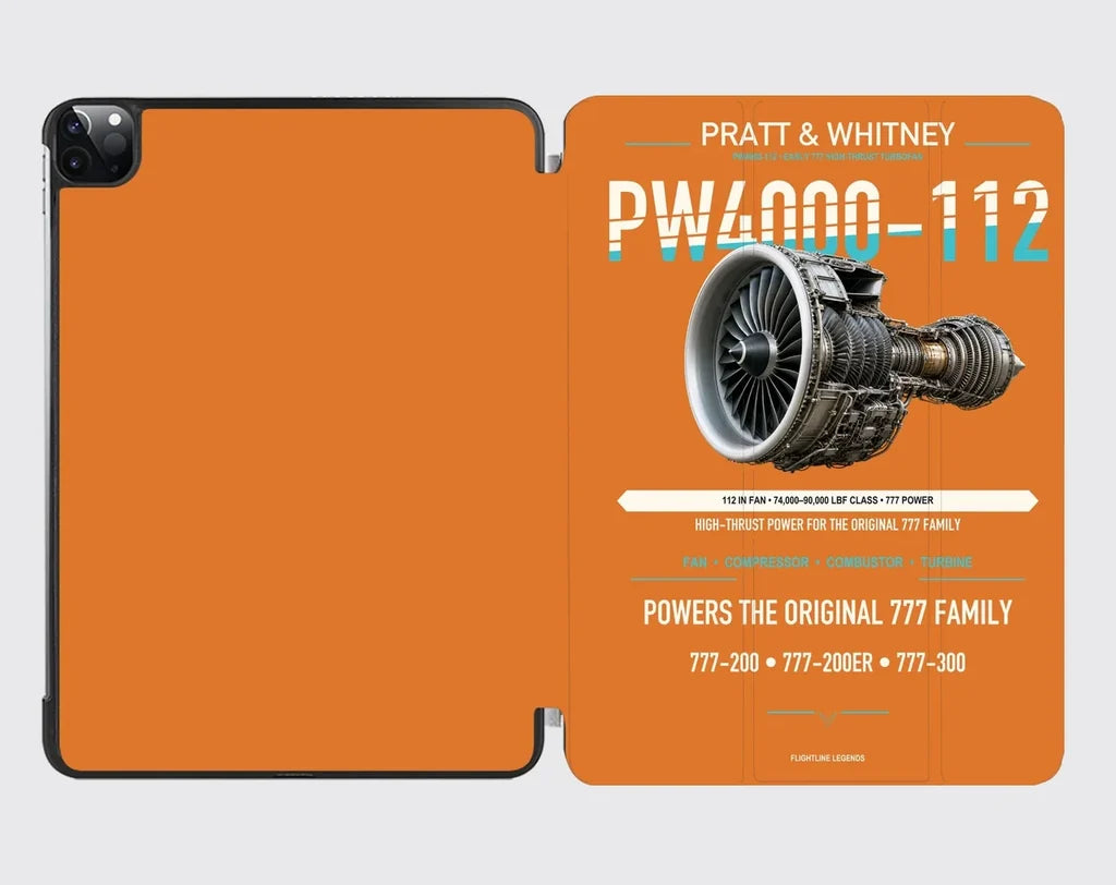 PW4000-112 design on orange ipad tablet case