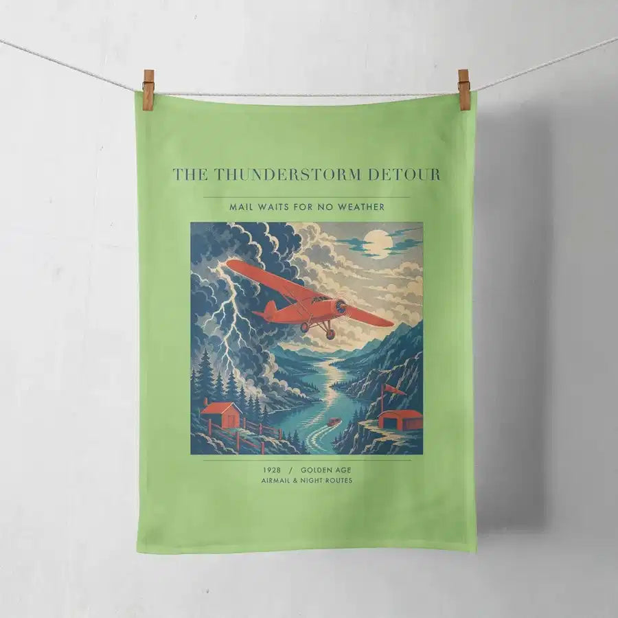 VINTAGE G4148 - The Thunderstorm Detour - Designed Towels design on lightgreen