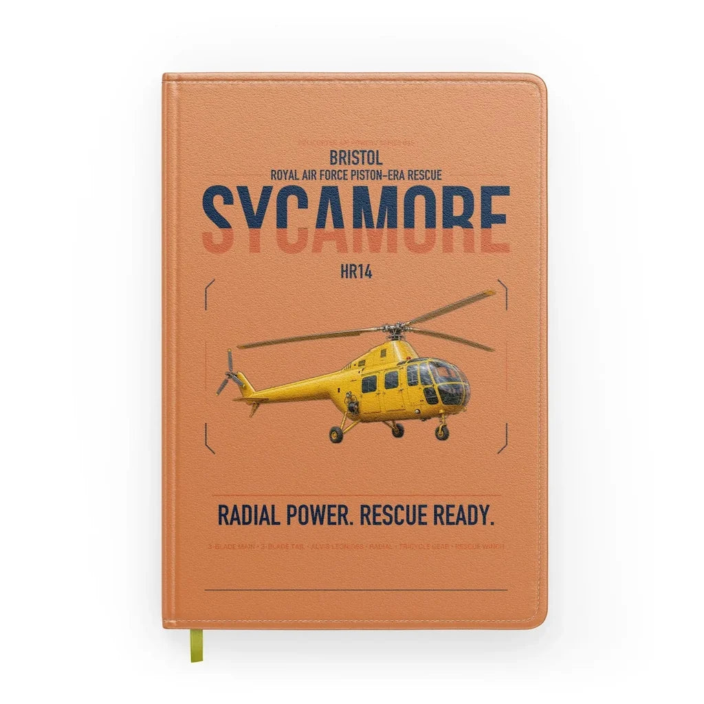 Bristol Sycamore HR14 design on orange notebook