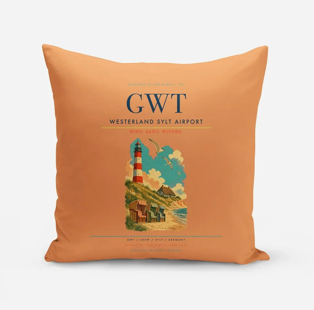 Westerland Sylt Airport (GWT) design on orange pillow