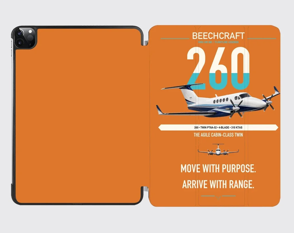 Beechcraft King Air 260 design on orange ipad tablet case