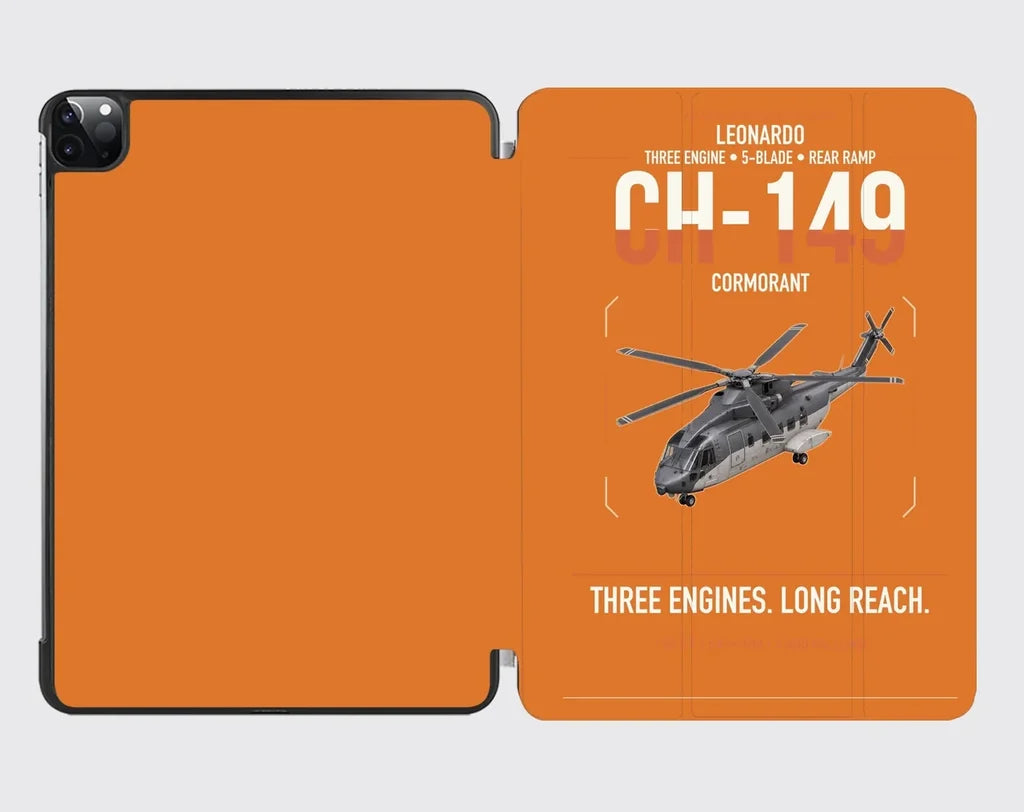 Leonardo CH-149 Cormorant design on orange ipad tablet case