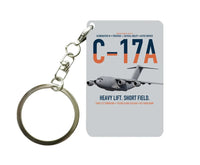 Thumbnail for C-17A Globemaster III design on light gray designed key chain, double-side print