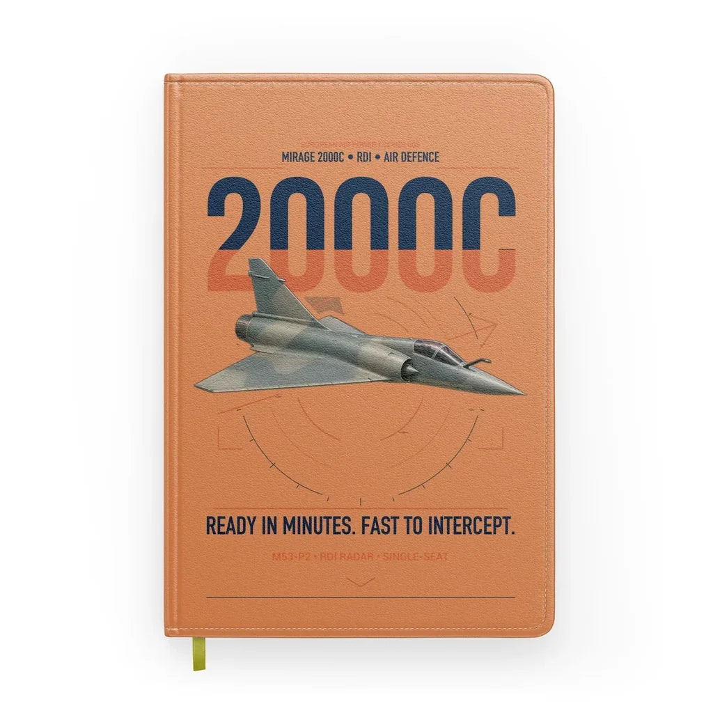 Dassault Mirage 2000C RDI design on orange notebook