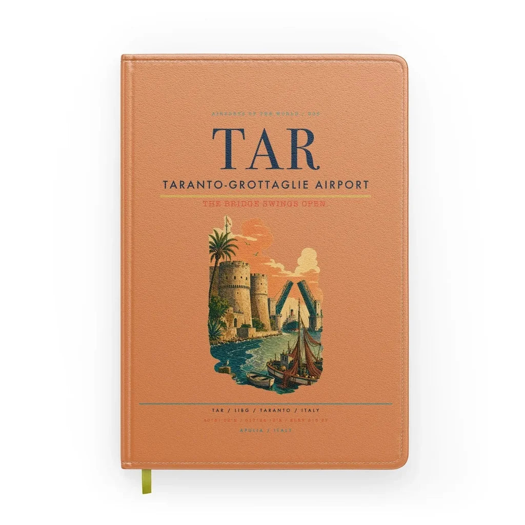 Taranto-Grottaglie Airport (TAR) design on orange notebook